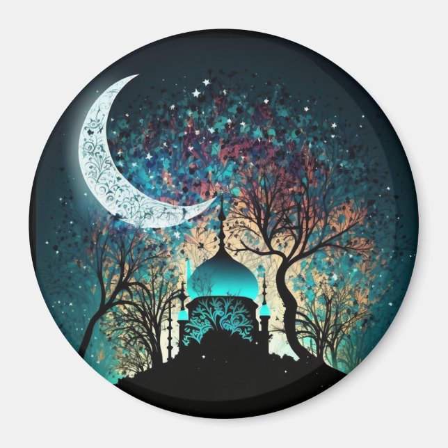 Moonlit Sanctuary Islamic Masjid Fridge Magnet (Framsidan)