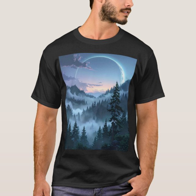 Moonlit Sanctuary: The Ethereal Forest T Shirt (Framsida)