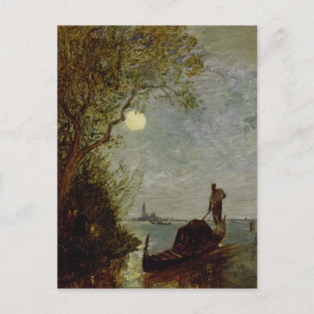 Moonlit Scene med Gondola Vykort (Framsida)