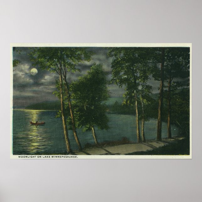 Moonlit Scene vid Sjö Poster (Framsidan)