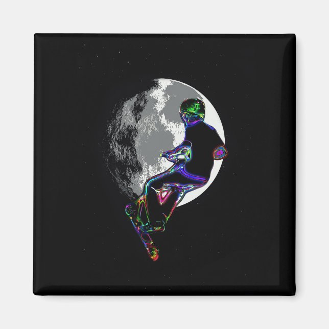 Moonlit Scooter Champ - Scooter Boy Artwork Magnet (Framsidan)