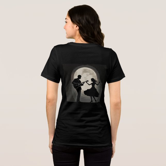 Moonlit Serenat: Silhouette Romantik Dance T Shirt (Baksida Full)
