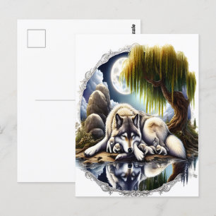 Moonlit Serenity A Slumating Varg Vykort