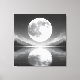 Moonlit Serenity: Majestic Natt Vatten Canvastryck
