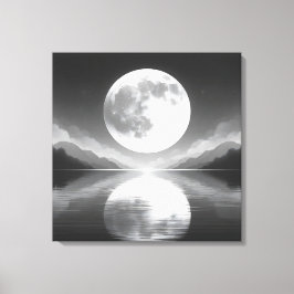 Moonlit Serenity: Majestic Natt Vatten Canvastryck