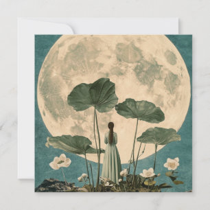 Moonlit Serenity - Vintage Lotus Scene