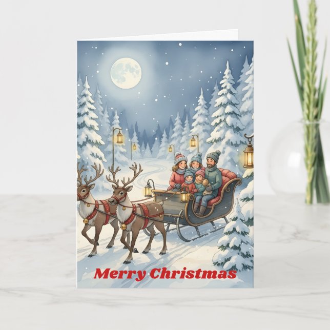 Moonlit Sleigh Ride Christmas Helgkort (Framsida)