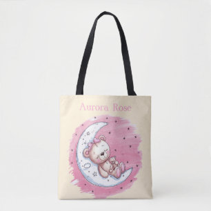 Moonlit Snuggles: Ett björns Dream Girl Baby Showe Tygkasse