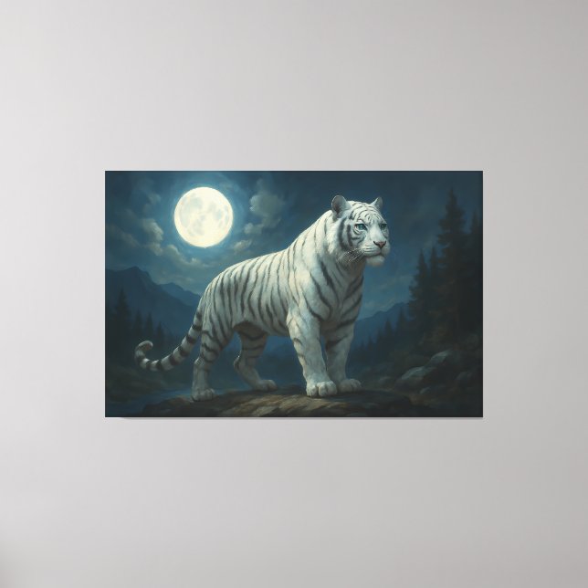 Moonlit Sovereign White Tiger | ManJiangHong Fine  Canvastryck (Framsida)