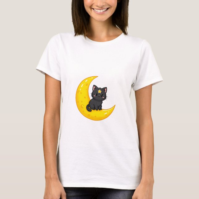 Moonlit Star Cat T Shirt (Framsida)