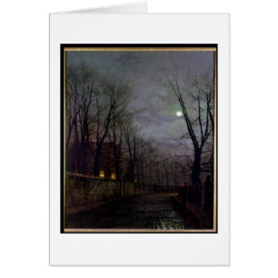 Moonlit Street Scene, 1882 (olja på arbetsyta) 2 Hälsningskort
