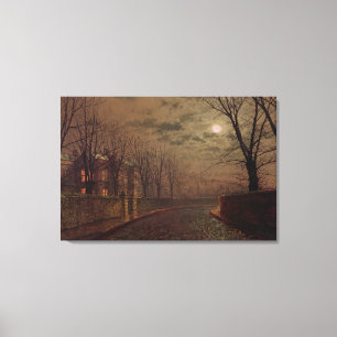Moonlit Street Scene, 1882 (olja på arbetsyta) Canvastryck