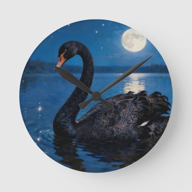Moonlit Swim Rund Klocka (Framsida)