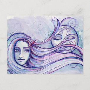 Moonlit Thoughts MoonChild Goddes Måne Child Vykort