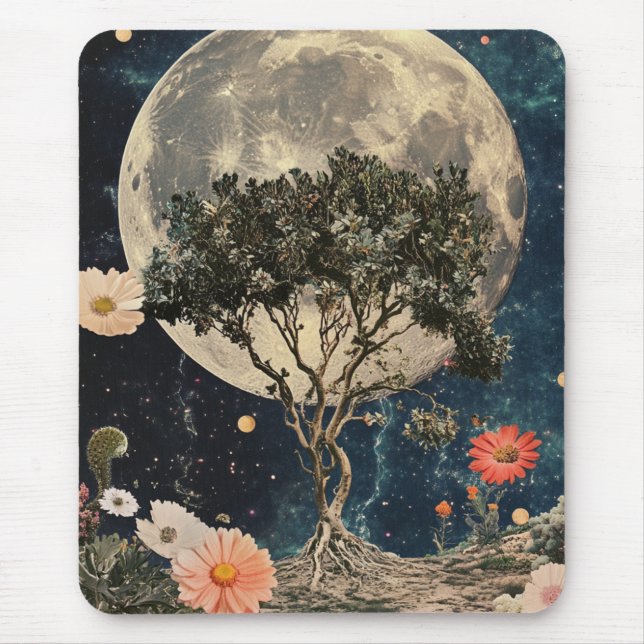 Moonlit Träd & Blommar Musmatta (Framsidan)