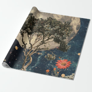 Moonlit Träd & Blommar Presentpapper