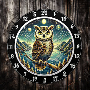 Moonlit Uggla Wisdom Dartboard Art Darttavla