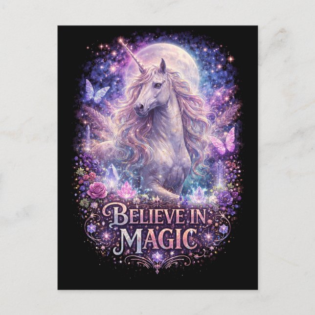 Moonlit Unicorn Dreams Vykort (Framsida)