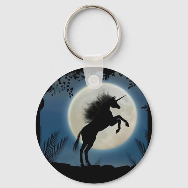 Moonlit Unicorn Keychain Nyckelring (Framsida)