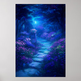 Moonlit Väg i Dreams Garden Poster