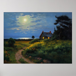 Moonlit Väg till Baltic Reed House Poster