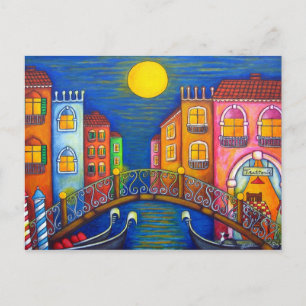 Moonlit Venedig-vykort Vykort