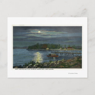 Moonlit View of Sjö, Boat Landing & the Vykort