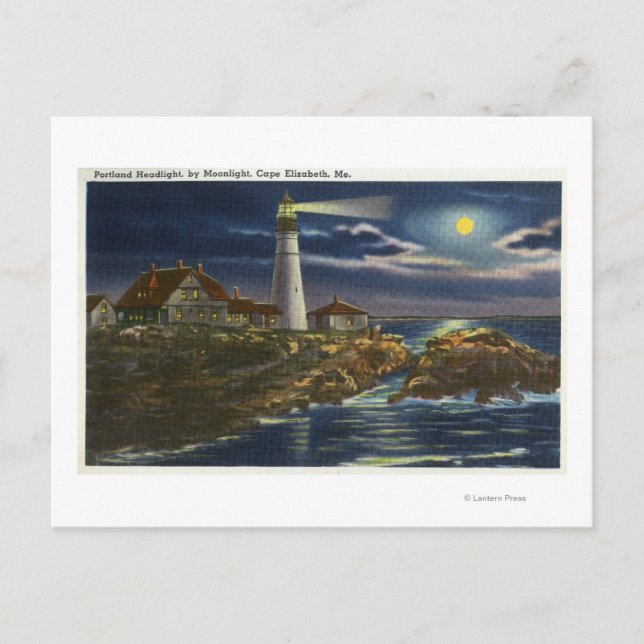 Moonlit View of the Portland Head Lighthouse Vykort (Framsida)