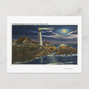 Moonlit View of the Portland Head Lighthouse Vykort
