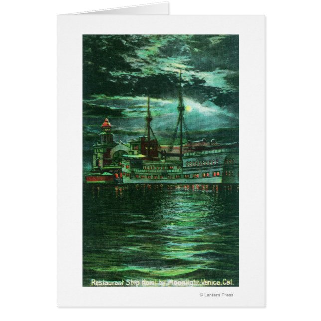 Moonlit View of the Restaurant Frakt Hotel Hälsningskort (Framsidan)