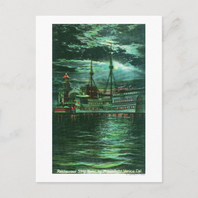 Moonlit View of the Restaurant Frakt Hotel Vykort (Framsida)