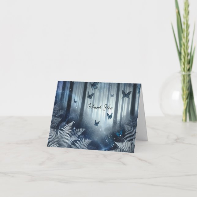 Moonlit Vingar och Midnight Magic Bröllop Tack Kort (Framsida)