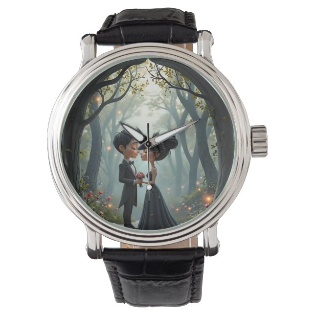 Moonlit Vows – A Cute Gothic Wedding Moment.  Armbandsur (Framsida)