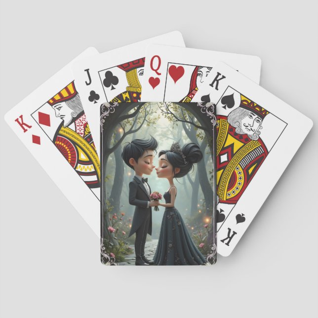 Moonlit Vows – A Cute Gothic Wedding Moment.  Casinokort (Baksidan)