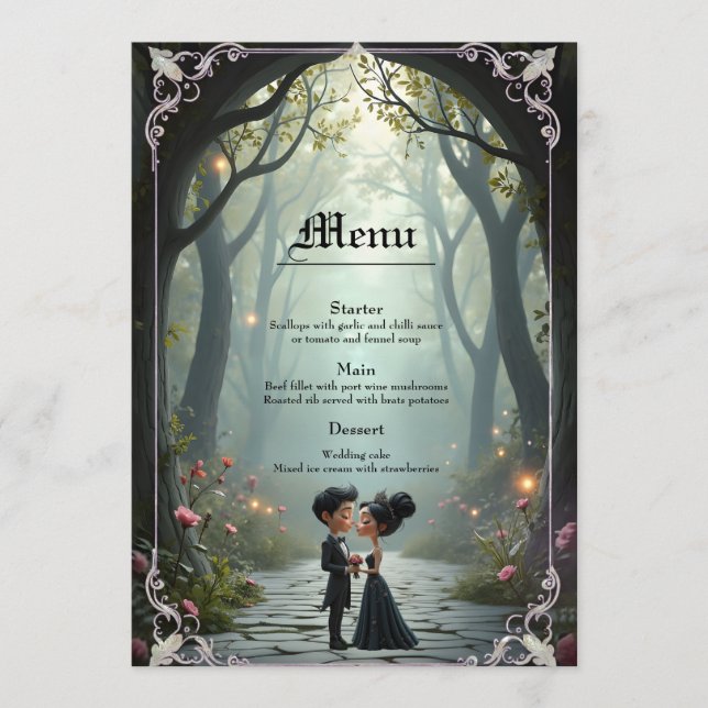 Moonlit Vows – A Cute Gothic Wedding Moment. Meny (Framsida)