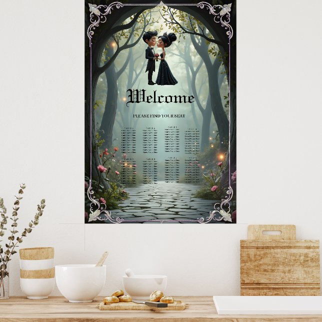 Moonlit Vows – A Cute Gothic Wedding Moment.  Poster (Kök)