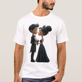 Moonlit Vows – A Cute Gothic Wedding Moment. T Shirt