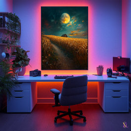 Moonlit Wheat Fält - Tranquil Night Ligcape Poster