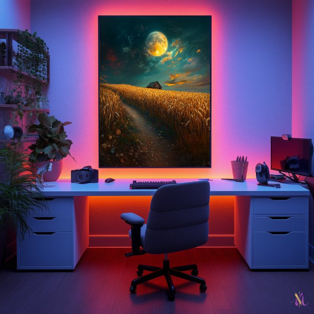 Moonlit Wheat Fält - Tranquil Night Ligcape Poster (Skapare uppladdad)
