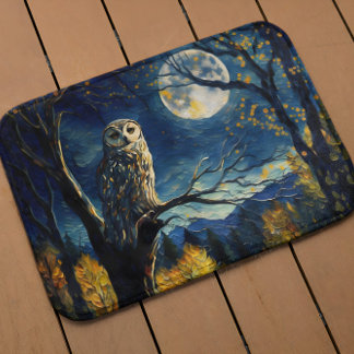 Moonlit Whispers - Van Gogh's Uggla i Fall Forest  Badrumsmatta