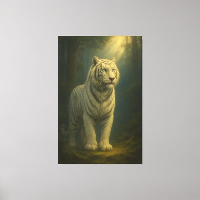 Moonlit White Tiger – Fine Art Portrait Canvastryck (Framsida)