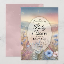 Moonlit WildblomWhispers Baby Shower Inbjudningar