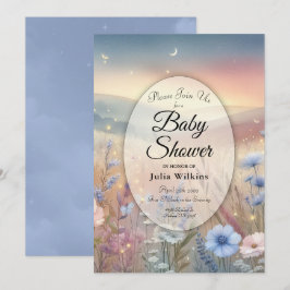 Moonlit WildblomWhispers Baby Shower Inbjudningar