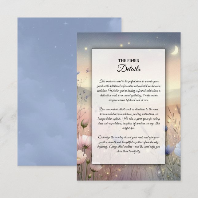 Moonlit WildblomWhispers Bröllop Tilläggskort (Fram/baksida)