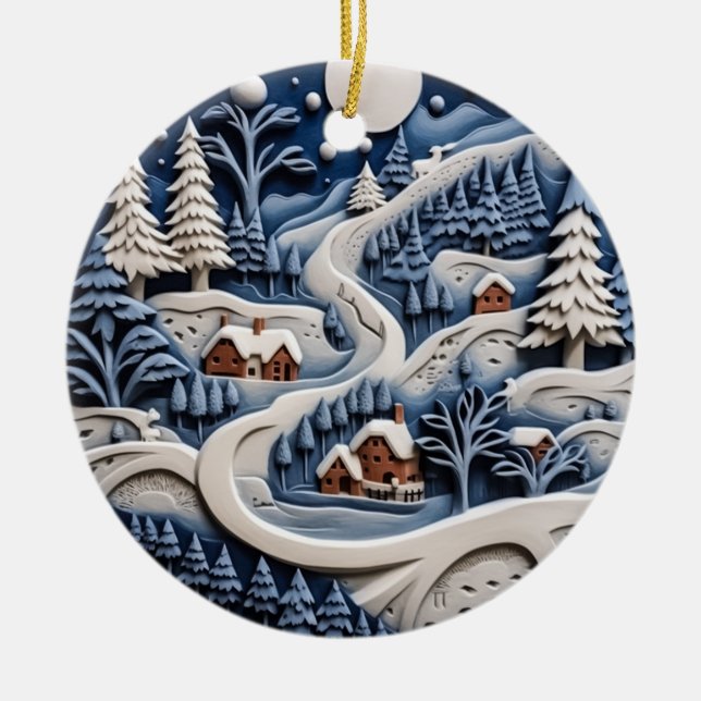Moonlit Winter Väg Ornament (Framsidan)