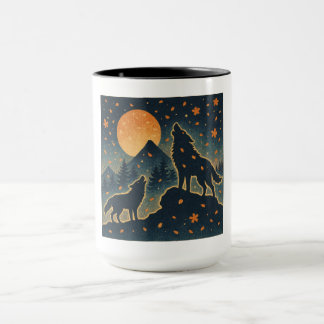 Moonlit Wolves & Mount Fuji – Japanese Night Art Mugg