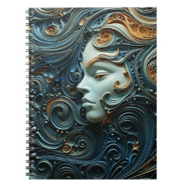 Moonlit Woman 3D Art Anteckningsbok
