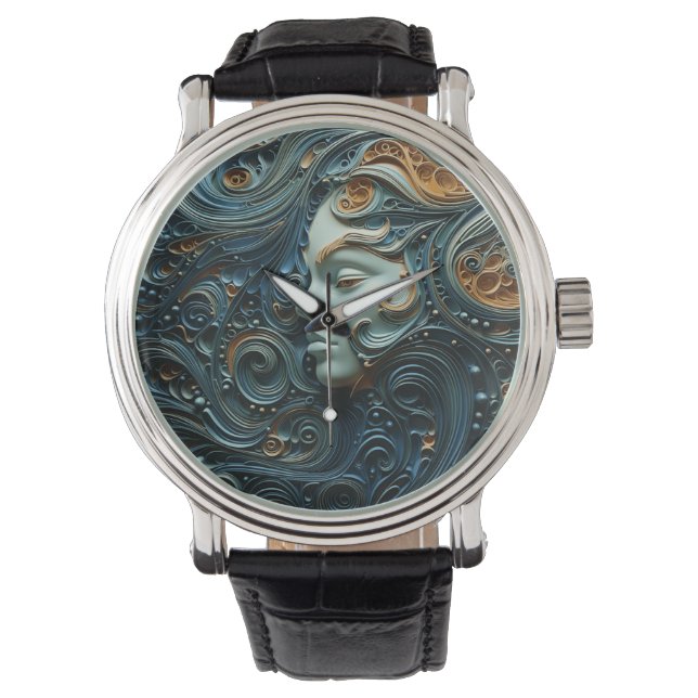 Moonlit Woman 3D Art Armbandsur (Framsida)