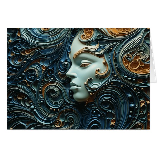 Moonlit Woman 3D Art Hälsningskort (Framsidan Horizontal)