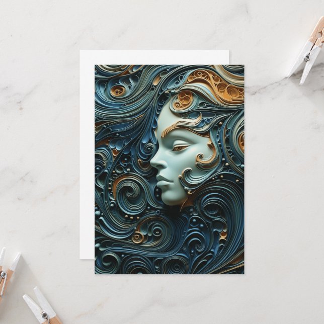 Moonlit Woman 3D Art Inbjudningar (Fram/Back In Situ)